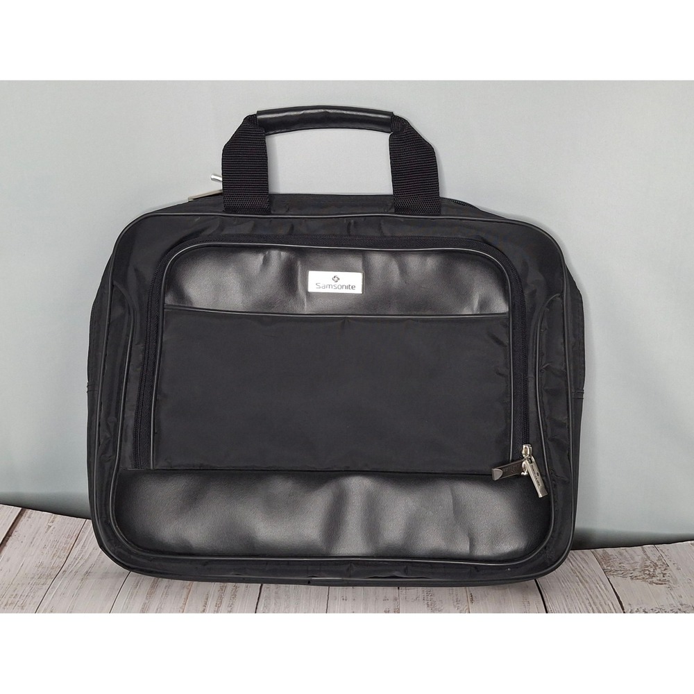 Samsonite Black Nylon Laptop Briefcase Slim Business Travel Bag with Handles
